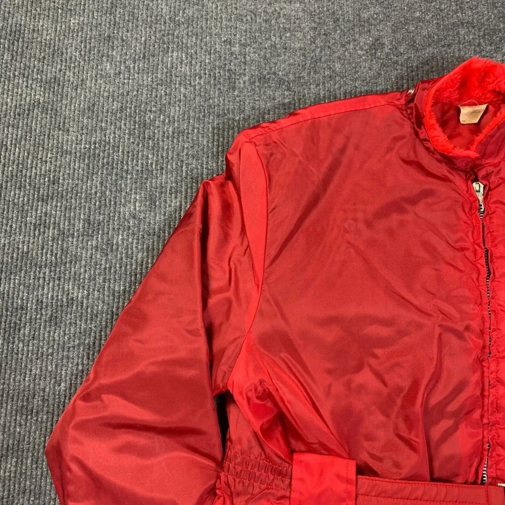 VTG Great‎ Lakes Jacket Mens XL Red Belted Gernal Motors Mens Club Parka Nylon - Picture 7 of 16